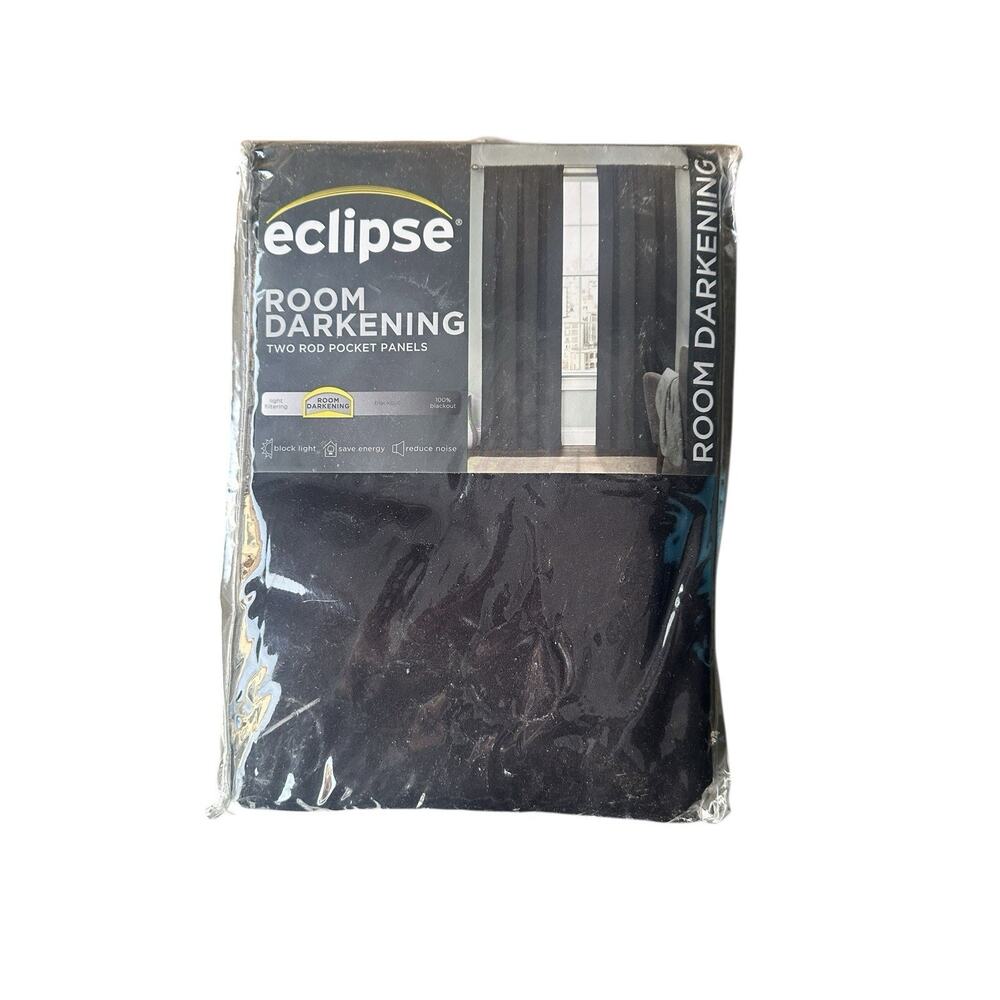 Eclipse Room Darkening Rod Pocket Panel Curtain 52in x 84in Tricia Grey